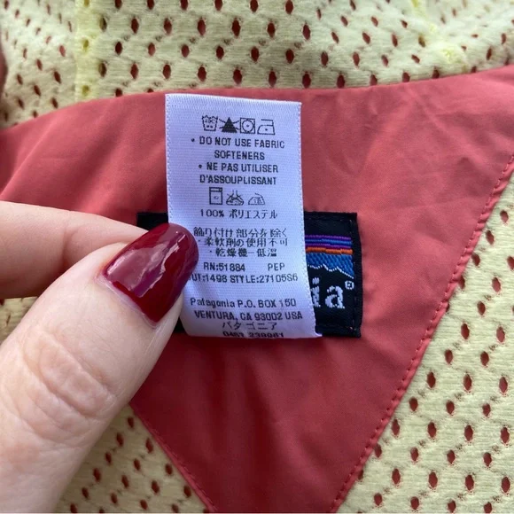 PATAGONIA JACKET COAT HOODIE ZIP FRONT POCKETS WINDBREAKER SALMON PEACH SIZE L - Picture 12 of 13